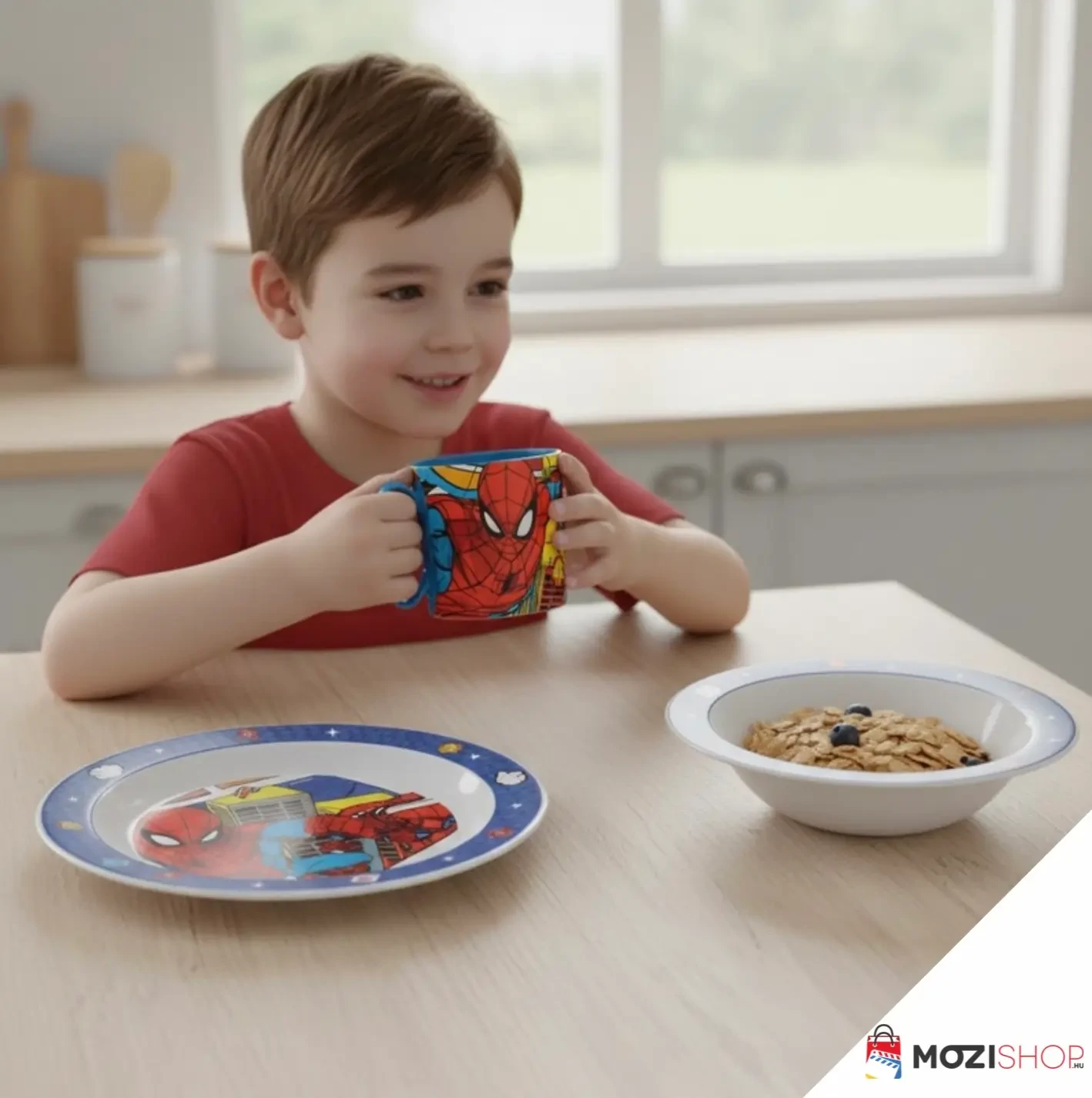 Pókember micro műanyag étkészlet bögrével 350 ml - Grid